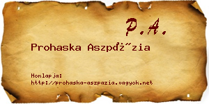 Prohaska Aszpázia névjegykártya